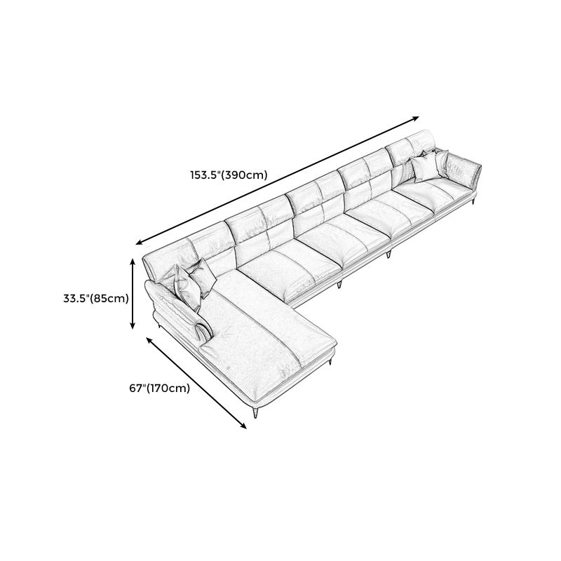 Dark Gray Genuine Leather Pillow Top Arm Modern Sofa/Sectional for Apartment