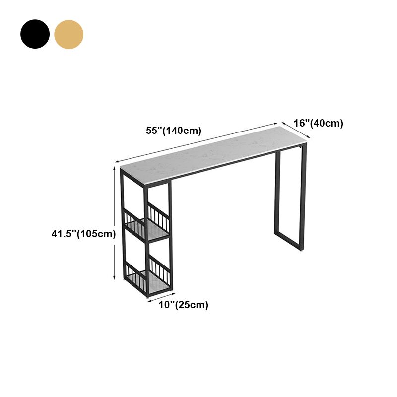 White Top Bar Table Traditional Luxury Rectangle Bar Table with Trestle Base