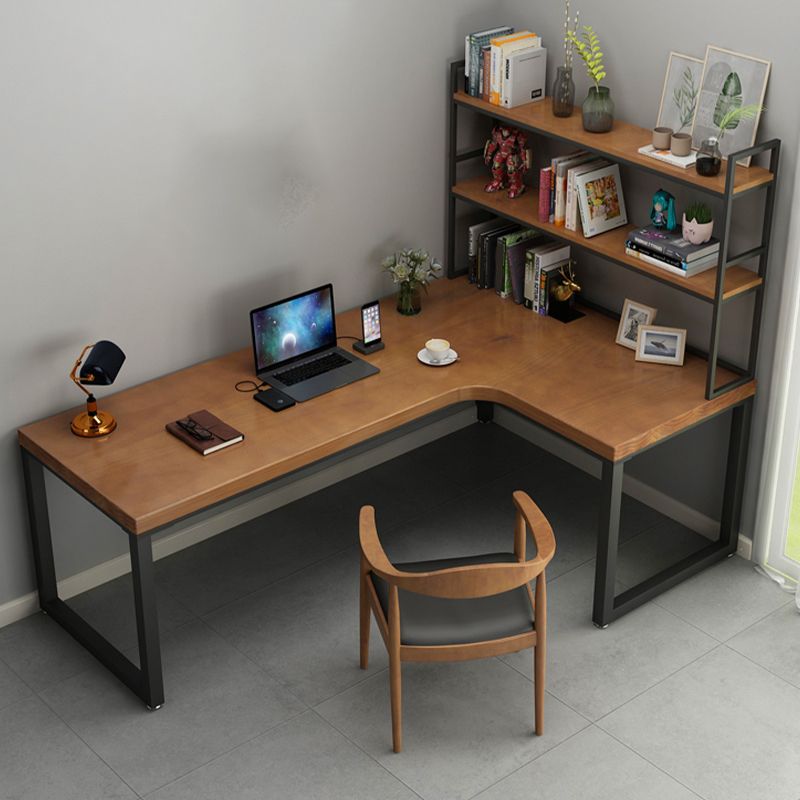 Solid Wood Office Desk 29.5" High L-Shape Writing Desk for Home