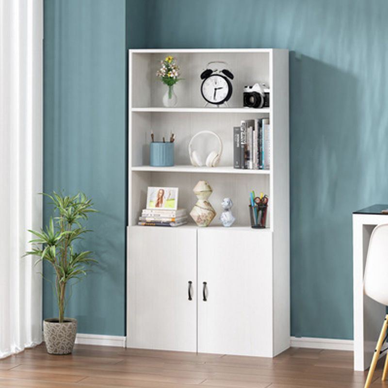 Pure White Shelf Bookcase Modern & Contemporary Bookshelf with Doors for Office