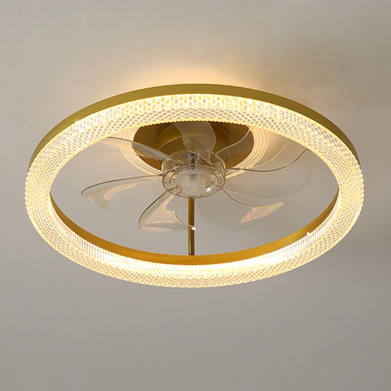 7-Blade Contemporary Ceiling Fan White/Golden Fan with Light for Home