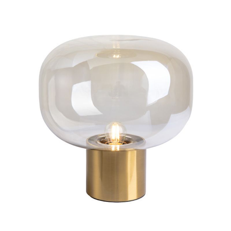 Nordic Style Mushroom-shaped Table Lamp 9.8 Inches Wide Single Bulb Glass Shade Nightstand Light in Electroplated Gold