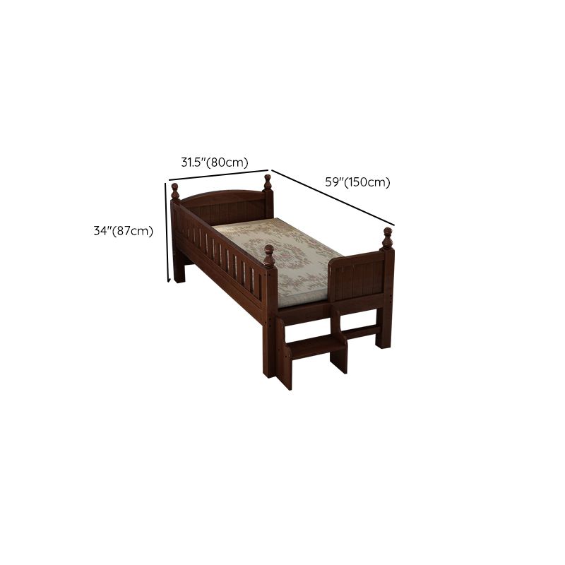 Traditional Nursery Crib Espresso Wood Nursery Bed with Guardrail