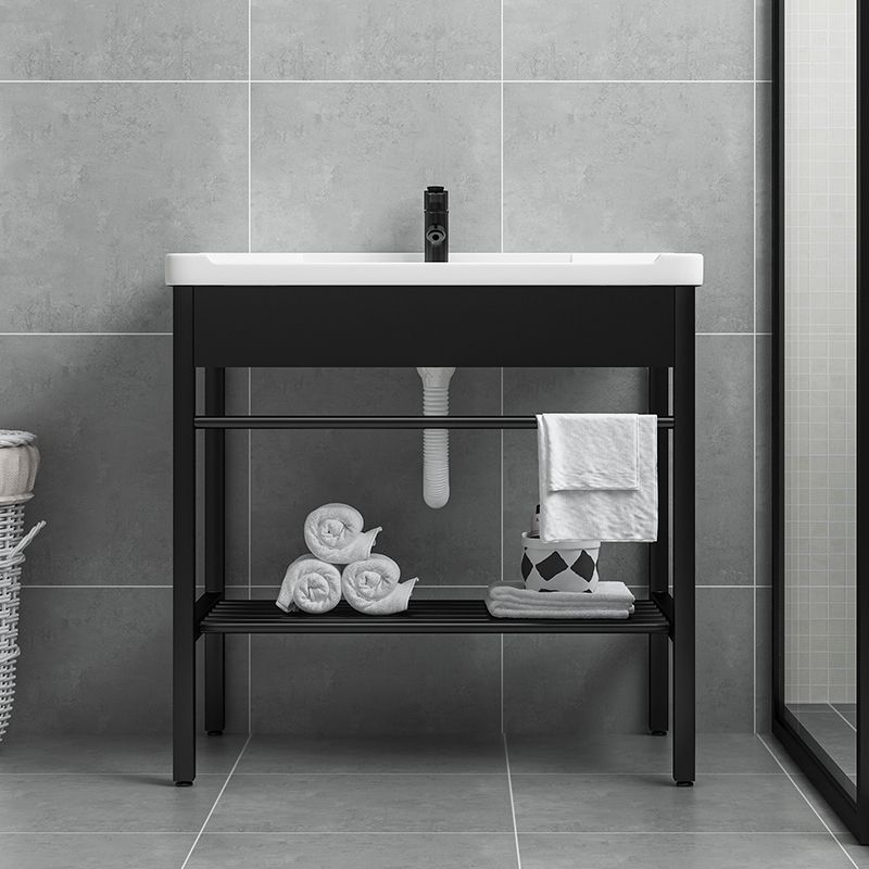 Modern Bathroom Sink Vanity Metal Frame Shelving Included Freestanding Sink Vanity