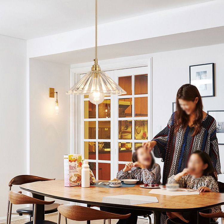 Luz de lámpara colgante de vidrio de latón luces colgantes individuales industriales para restaurante