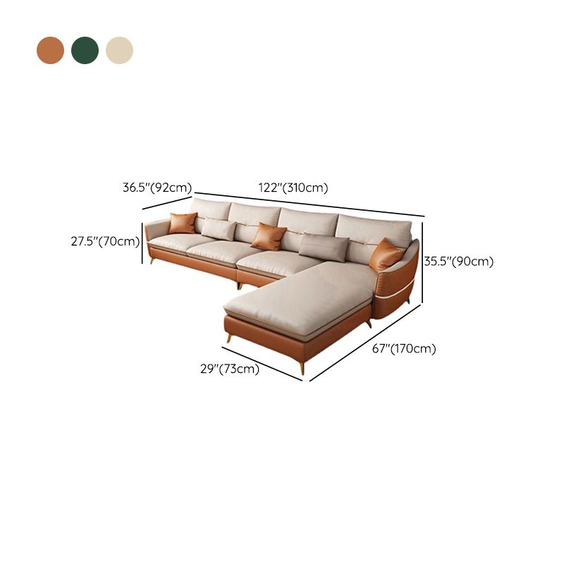 4-seater Faux Leather Sectional Sloped Arm Sectional with Pillows