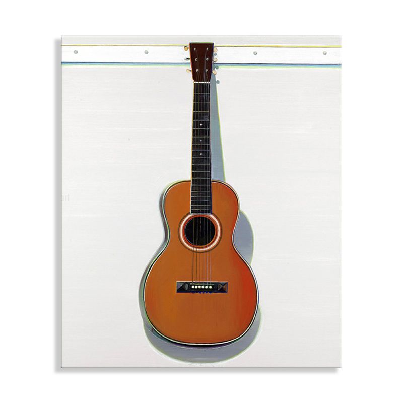 Drawing Print Traditional Style Canvas Guitar in Brown, Multiple Sizes Available