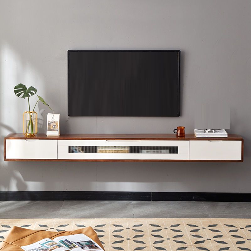 Modern TV Media Console Solid Wood TV Media Stand for Living Room