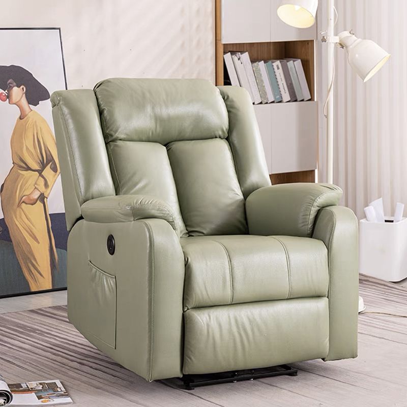 Contemporary Wingback Recliner Swivel Base Indoor Solid Color Manual-Push Botton