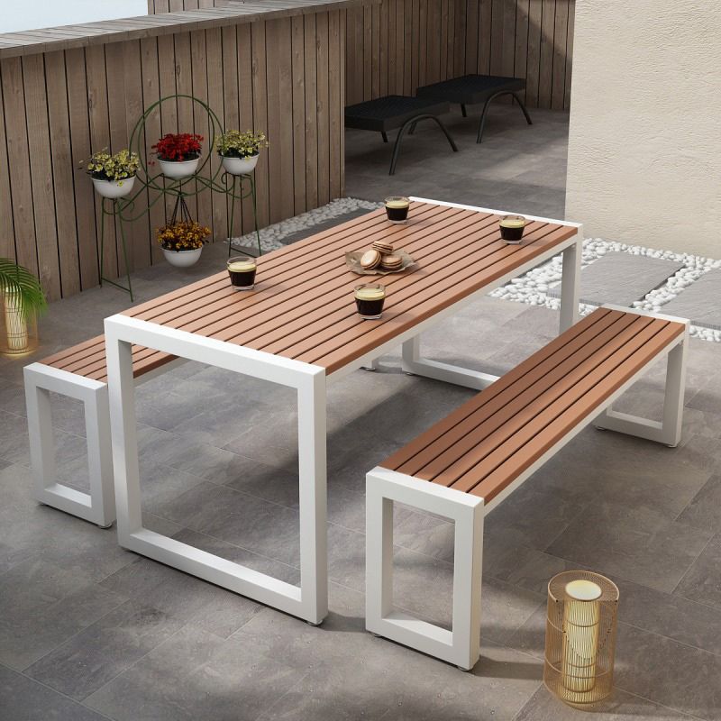 Modern Manufactured Wood Patio Table Water Resistant and UV Resistant Patio Table