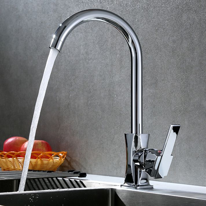 Contemporary One Handle Standard Kitchen Faucet High Arch Water Filler in Chrome