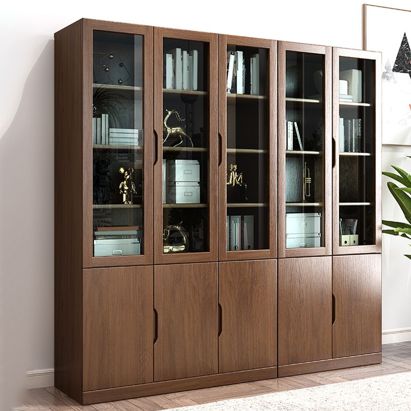 Storage Contemporary File Cabinet Wooden Frame Glass Doors Filing Cabinet