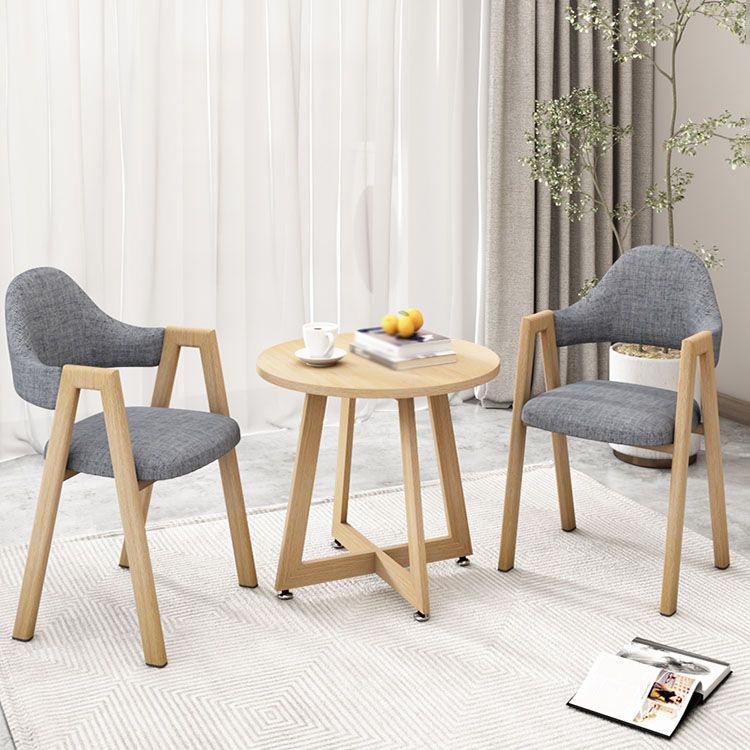 Modern Fabric Dining Chair with Arms Matte Finish Open Back Side Chair