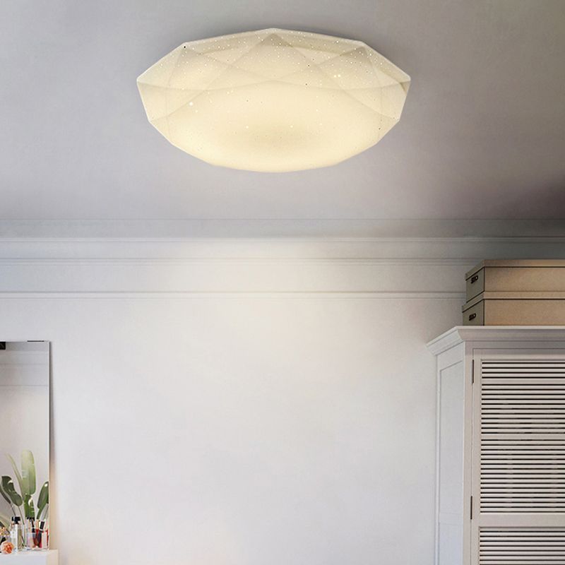 Modern 1 - Light Flush Mount Iron and Acrylic LED Ceiling Flush in White