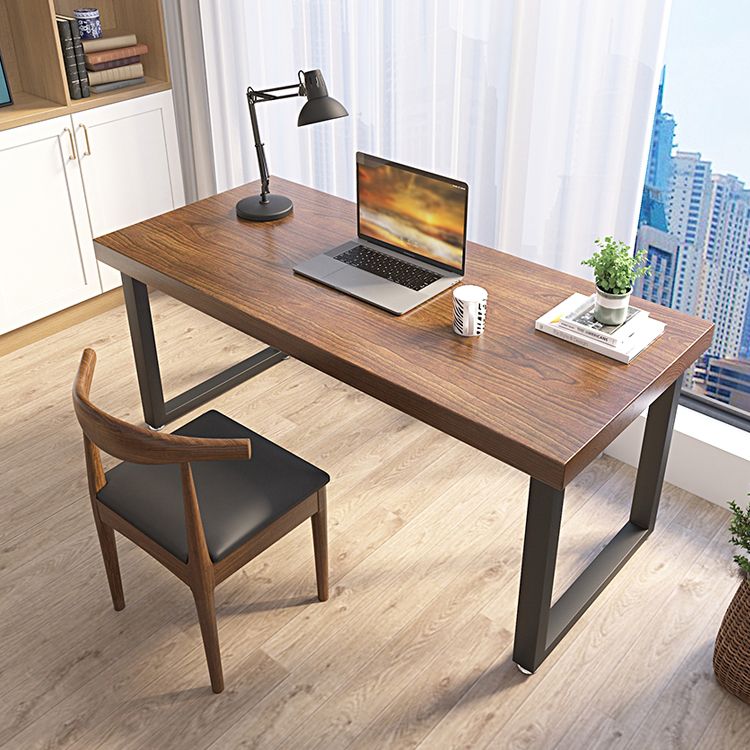 Industrial Sled Base Writing Desk Rectangular Solid Wood Office Desk