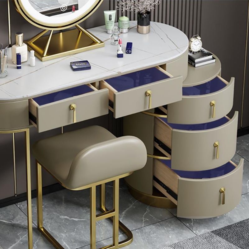 Glam Lighted Mirror Bedroom with Drawer Solid Wood Dressing Table