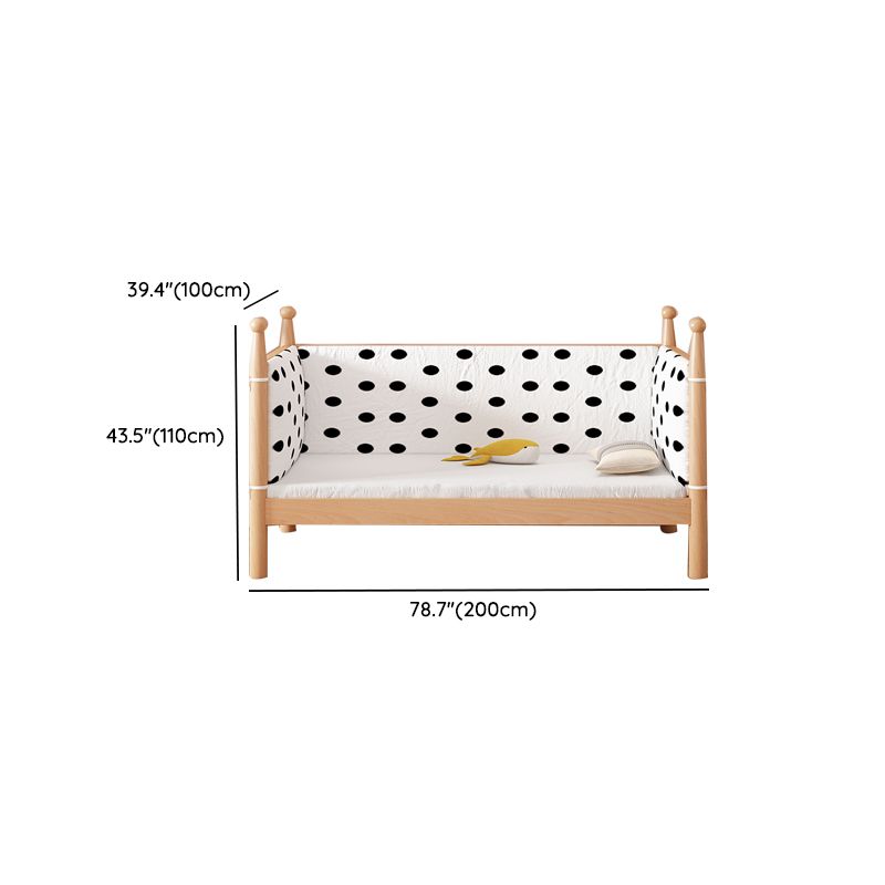 Naitural Nursery Crib with Guardrail Farmhouse Baby Crib in Solid Wood