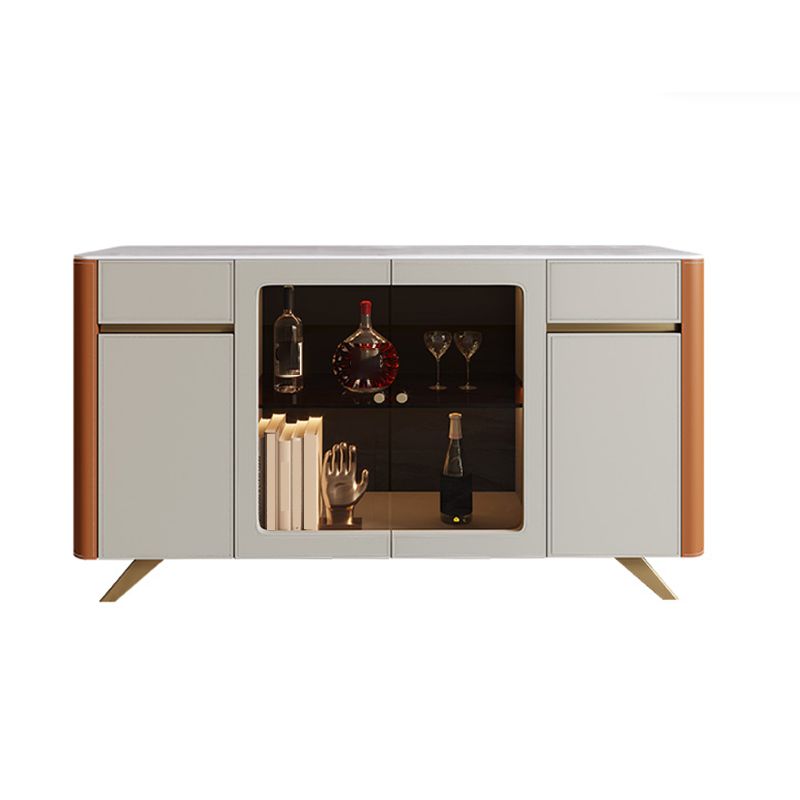 Glam Sideboard Cabinet Stone Sideboard Table with Doors for Dining Room