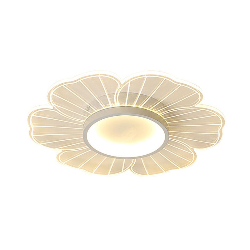 Minimalist LED Ceiling Flush Mount White Flower Close to Ceiling Lamp with Acrylic Shade