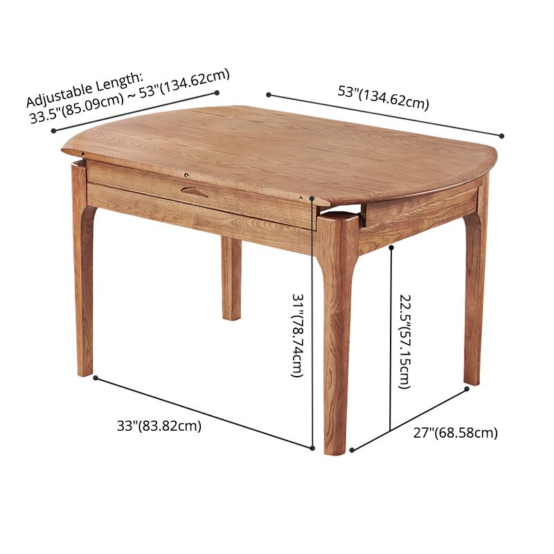 Juego de comedor moderno Madera sólida Redonda 4 patas Base de la base de comedor extensible