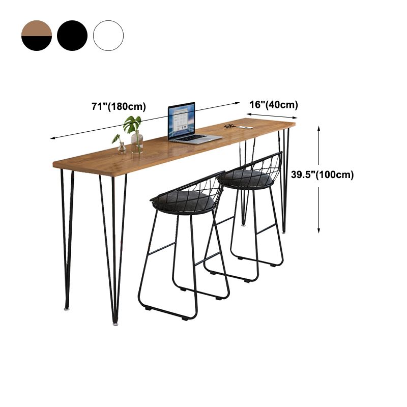 Wood Bar Dining Table Modern Rectangle Bar Table with 4 Legs Base for Dining Room