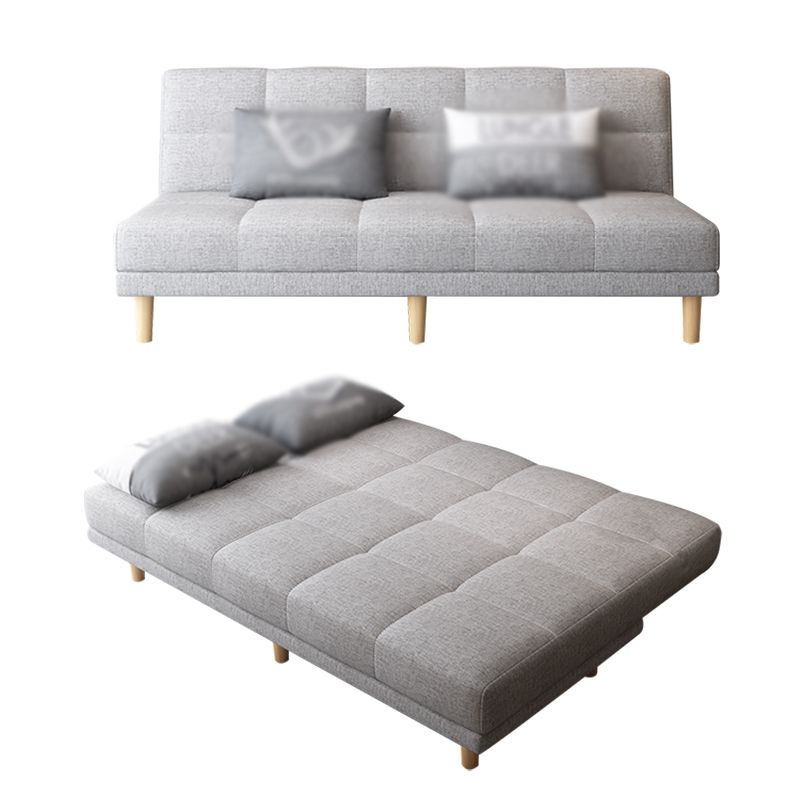 Armless Tight Back Bed Settee Cotton Blend and Faux Leather Sofa Bed