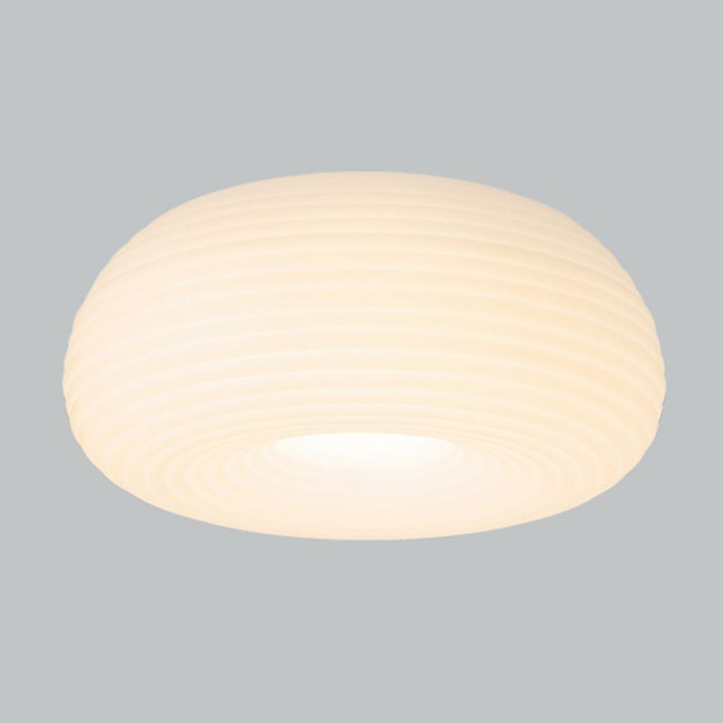 LED Modern Metal Flush Mount Circle Shape Ceiling Light with Plastic Shade for Living Room