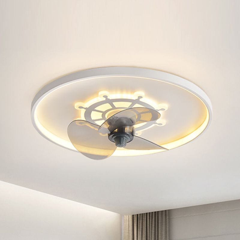 Kids Style Geometry Ceiling Fan Lights Metal 2 Light LED Flush Lights