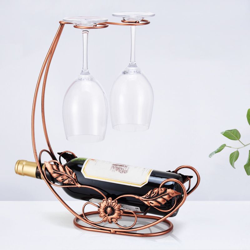 Metal Countertop Wine Glass Stemware Rack Holder Contemporary Bottle Rack Single Rail