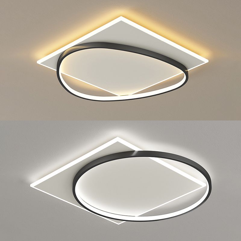 Acrylic LED Flush Mount in Modern Creative Style Iron Geometric Ceiling Light in Black and White