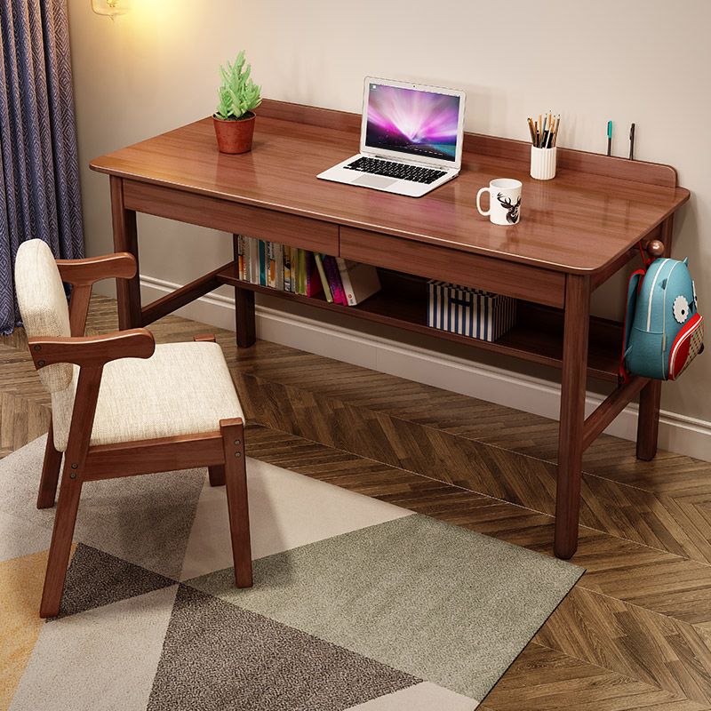 Modern Style Wooden Writing Desk Rectangular Shape Office Table with 2-Legs for Home