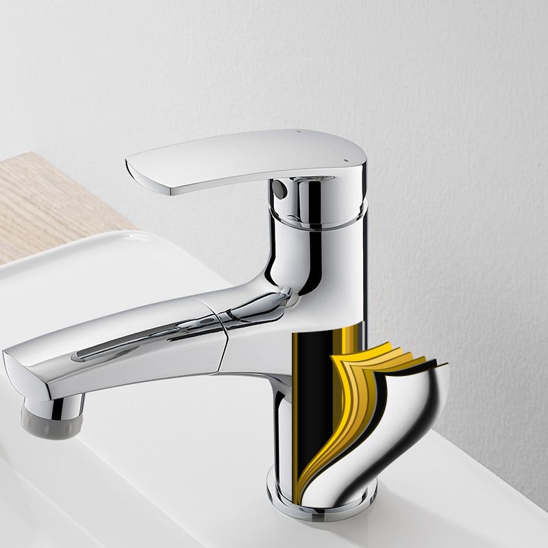 Modern Vessel Sink Faucet Lever Handle Low Arc with Pull Out Sprayer