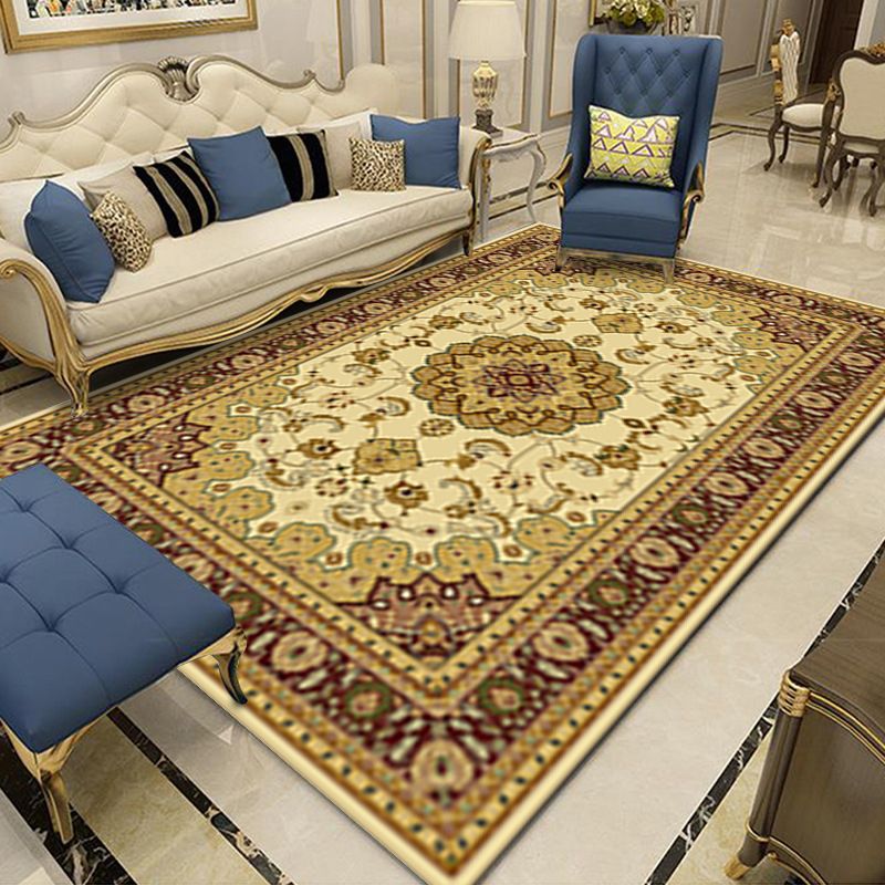 Glam Traditional Floral Design Rug Shabby Chic Polyester Rug Easy Care Stain Resistant Area Carpet for Living Room