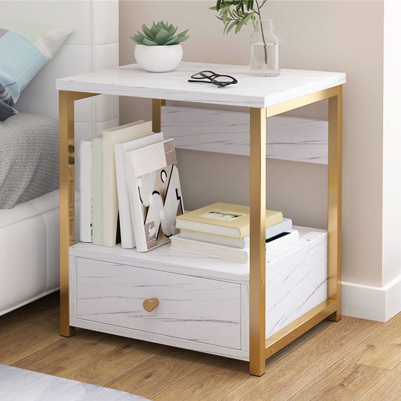 Modern Style Plate Countertop Metal Frame White/wood/walnut/off-white Nightstand