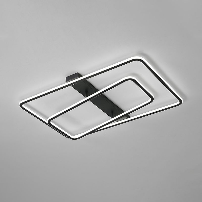 Rectangle Frame Acrylic Flush Light Fixture Simple LED Black Flush Mounted Lamp in Warm/White Light