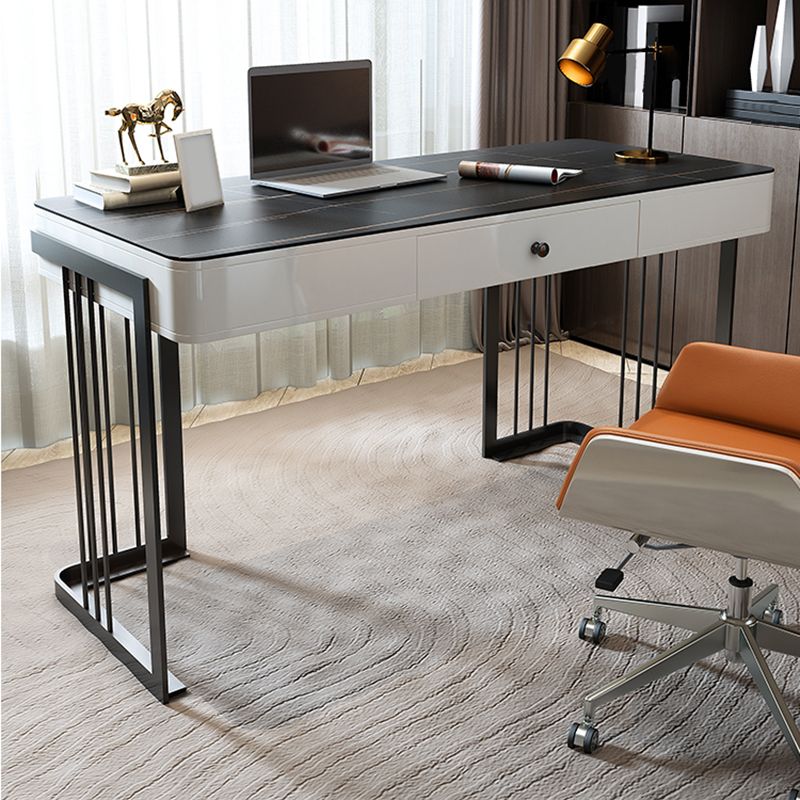 Rectangular Modern Office Desk Marble Solid Wood Writing Desk