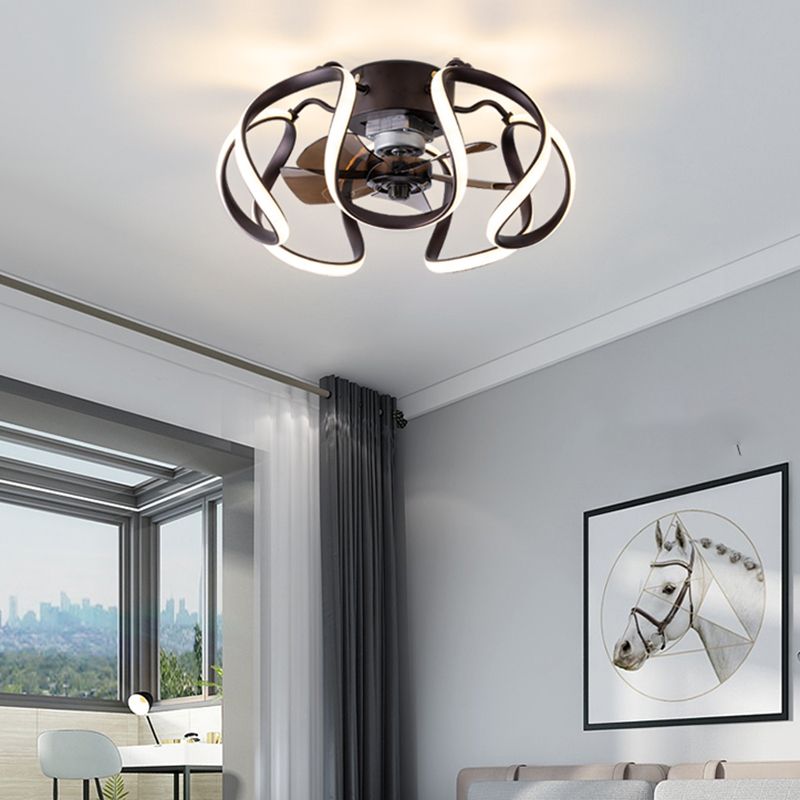 Metal Geometric Shape Ceiling Fans Modern 1-Light Ceiling Fan Lamp Fixture