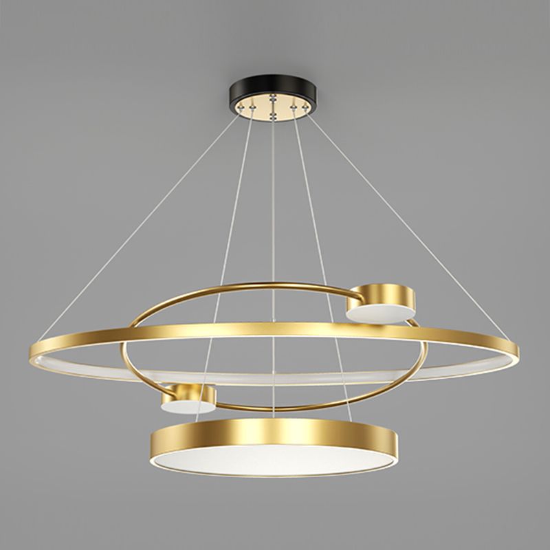 Nordic Circle Chandelier Metal Layered LED Chandelier Pendant for Restaurant