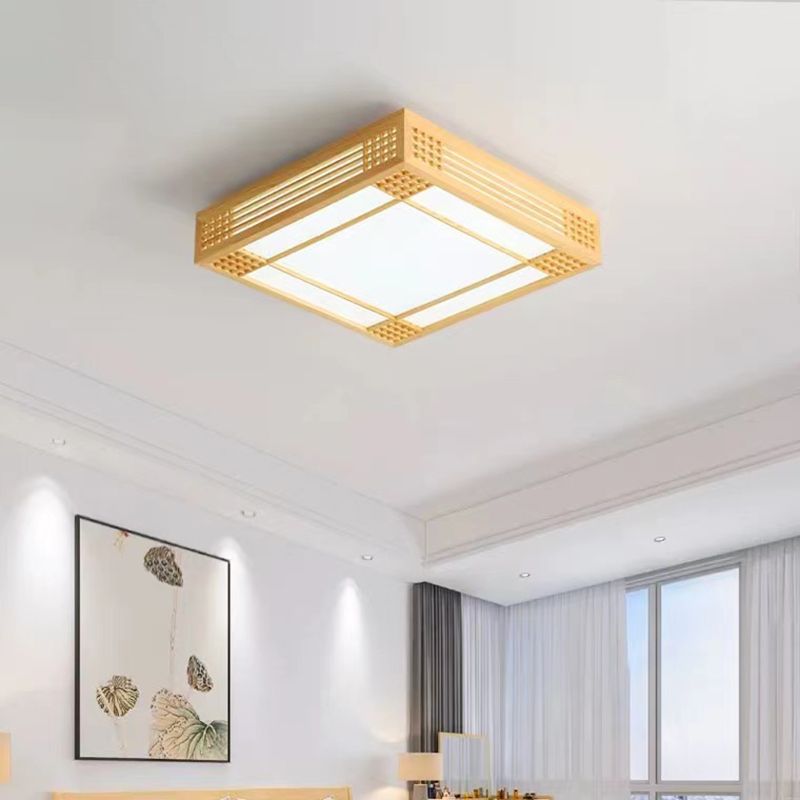 Modern Square Flush Mount Lights Wood Flush Mount for Bedroom