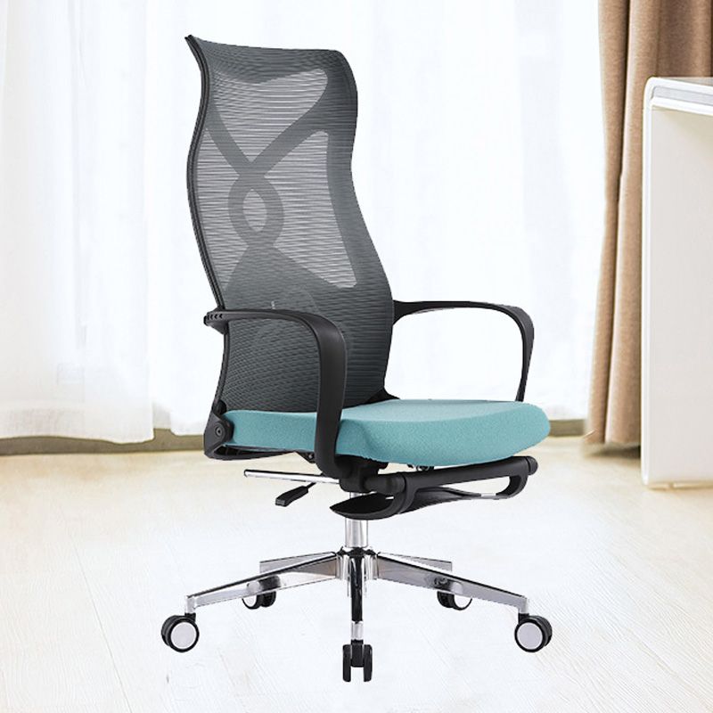 Fixed Arms Desk Chair Microfiber Desk High Back Chair Swivel Ergonomic