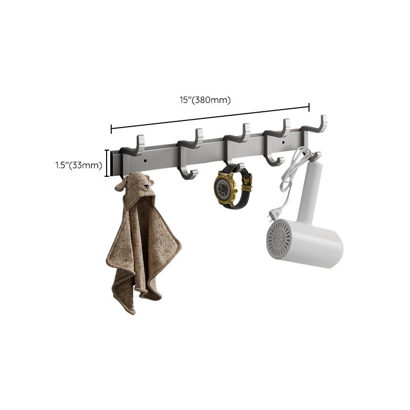 Contemporary Bathroom Accessory Kit Gray Aluminum Bath Shelf/Towel Bar/Robe Hooks