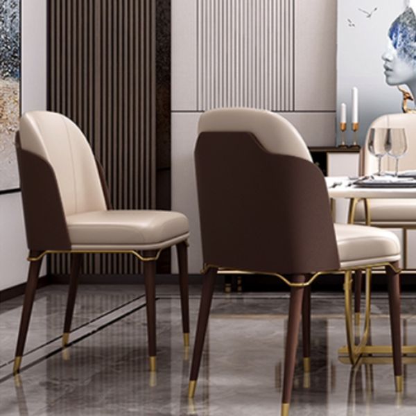 Armless Dining Chairs Glam Faux Leather Side Chairs for Dining Room