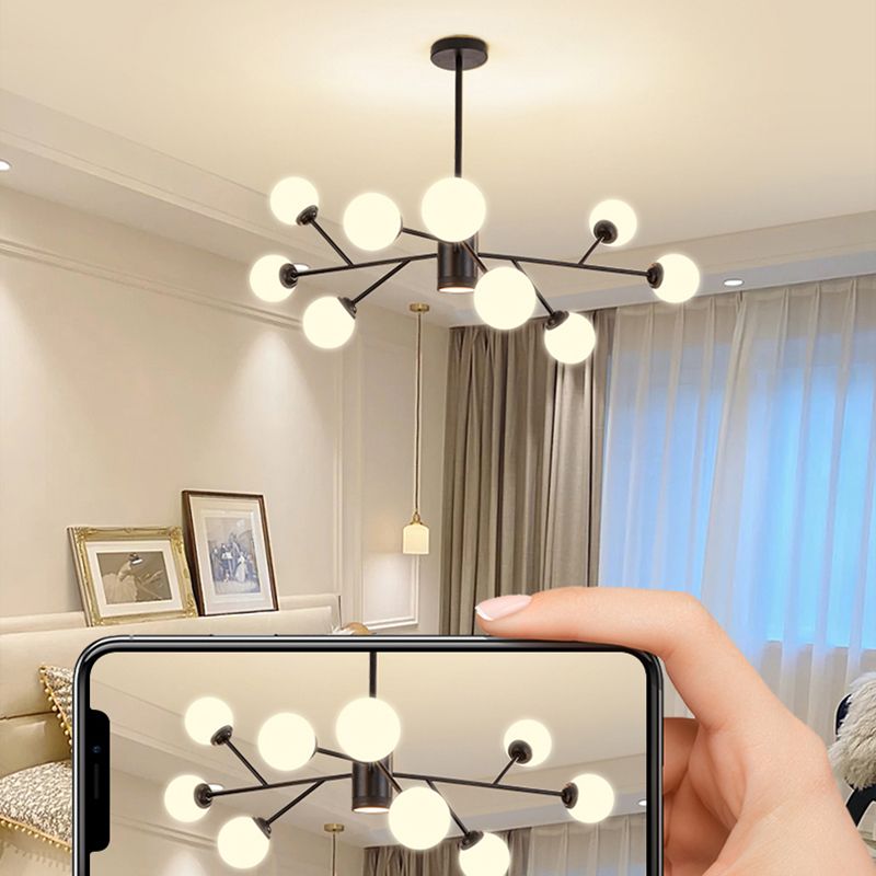 Chandelier MODELLE METAL METAL Multi Light Chandelier Pendant avec verre blanc