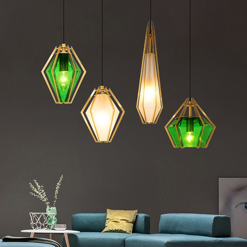 Geometry Shape Glass Hanging Ceiling Light Modern Style 1 Light Pendant Light