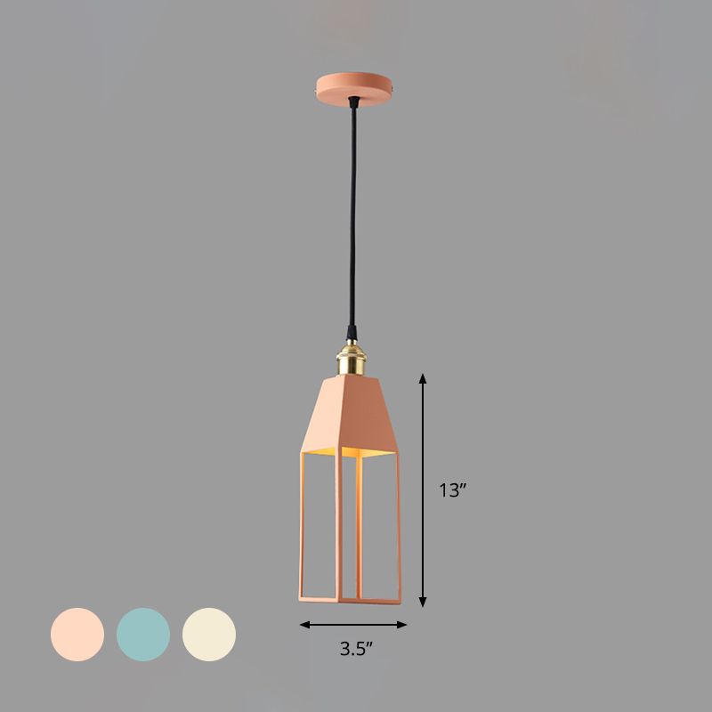 House Shaped Dining Room Pendant Lighting Metal 1 Light Hanging Light Fixture in Orange/Green/Gold