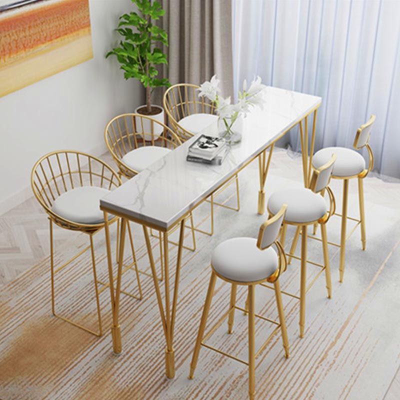 Contemporary Indoor Counter Height Dining Table Marble Rectangle White Bistro Table