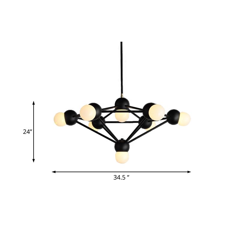 6/8/10-Light Living Room Hanging Light Kit Black/Gold Chandelier Light Fixture with Geometric Metal Arm