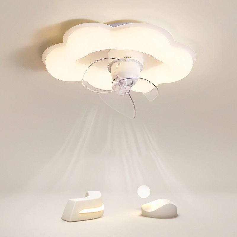 3-Blade Modernism Ceiling Fan White LED Fan with Light for Dining Room