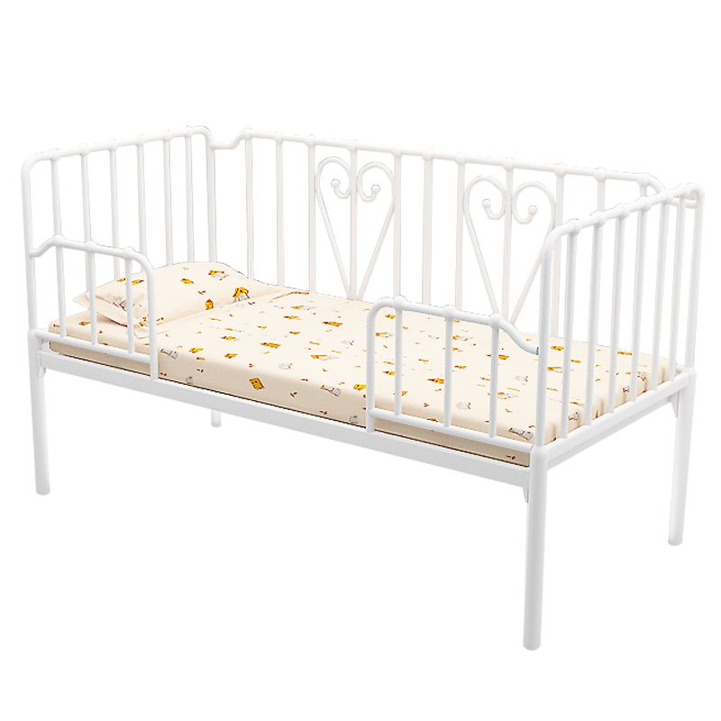 Nursery Bed with Guardrail in Metal Industrial Nursery Crib in White