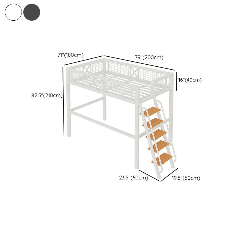 No Theme Kids Bed Gender Neutral Metal Loft Bed with Guardrail